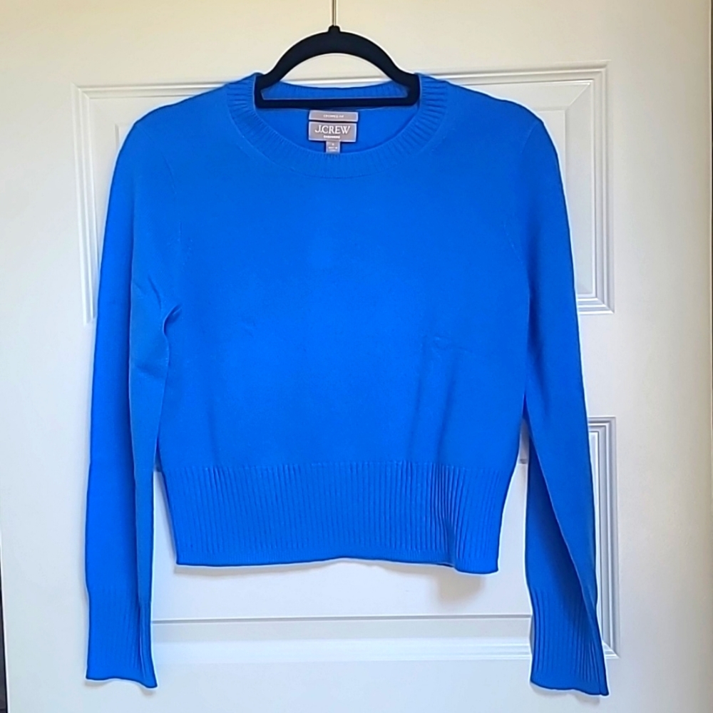 Sky blue cropped cashmere J. Crew sweater NWT